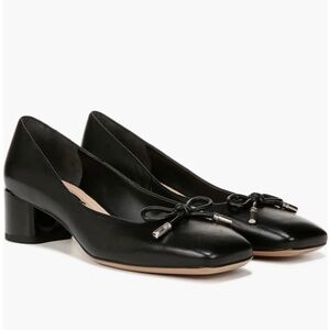 Franco Sarto Natalia Leather Block Heel Pump Black SZ EURO 38.5